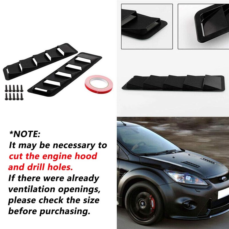 WENJTP Hoods Vents Bonnet Cover Hood Scoop For Cars Vent Cover HTRACING (Black) - Image 3